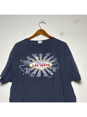 Las Vegas Welcome To Nevada T Shirt Men XL Black Graphic Streetwear Indie Y2K